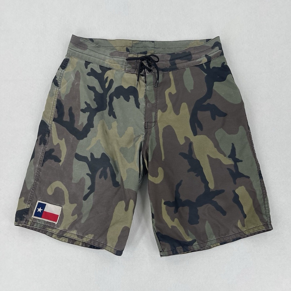 Birdwell Beach Britches Board Shorts Mens 34 Camo Texas Nylon Surf Swim Trunks